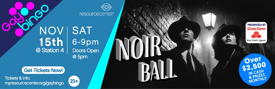 Noir-themed Gay Bingo event at Station 4, November 15.