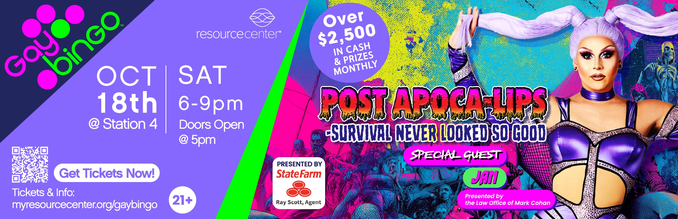 Gay Bingo event poster, October 18th at Station 4.