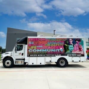 Mobile testing truck for HIV/STD prevention and support.