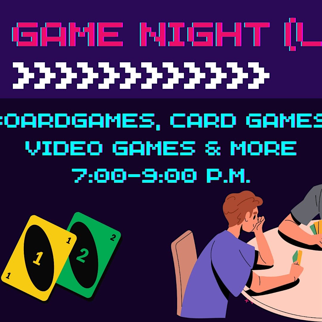 Game night with board and card games illustration.