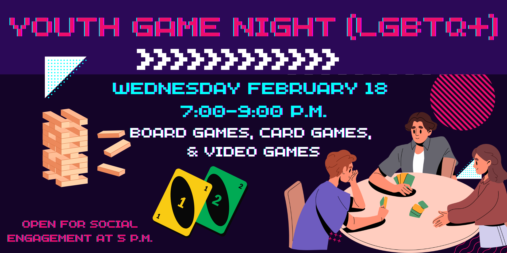 LGBTQ+ Youth Game Night event details and activities
