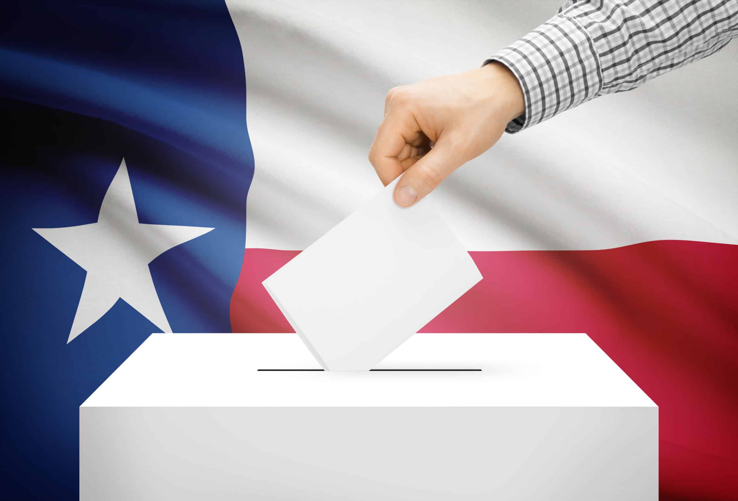 ballot box with national flag on background texas
