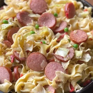cabbage and noodles with sausage